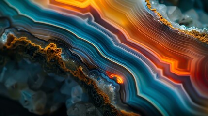 Colorful agate mineral cross section.  This image is perfect for backgrounds, wallpapers, and other creative projects. - obrazy, fototapety, plakaty