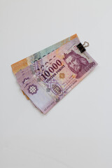 Banknotes on the table.