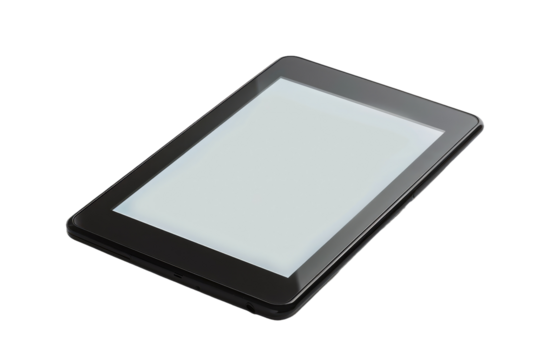 Black Tablet With White Screen on White Background. On a Clear PNG or White Background.
