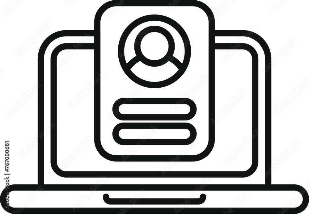 Poster laptop user access icon outline vector. two factor authentication. computer account