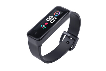 Obraz premium Modern Smart Watch With Black Band. On a Clear PNG or White Background.