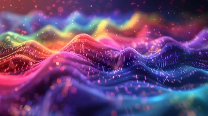 Keuken foto achterwand Pixels waves in rainbow style, in the style of whiplash line, close-up © Prasanth