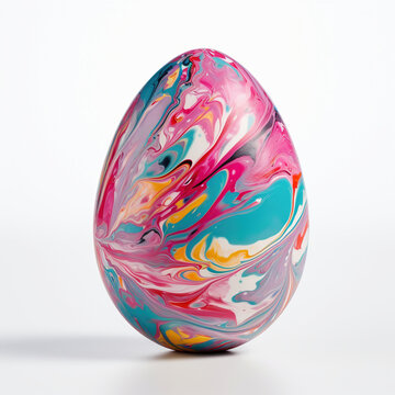 Colorful easter egg with paint splashes isolated on white background