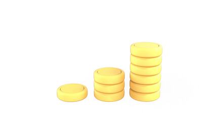 gold Coin Stacks 3d render illustration for business money investment concept
