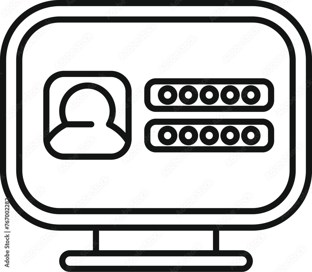 Poster user account passcode icon outline vector. computer code registration. dual safe web