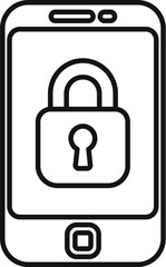 Lock secured phone icon outline vector. Id process multifactor. Credential passcode