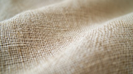 Macro shot of cream-colored cloth showcasing the fine weave and texture under gentle lighting....
