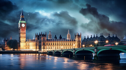 Big Ben and the Houses of Parliament at night in Lo