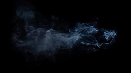 Fotobehang Misty Midnight: Smoke Billows on Black Background for Design Enhancement © SebuahKisah
