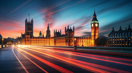 Fototapeta na wymiar Big Ben and the Houses of Parliament at night in Lo