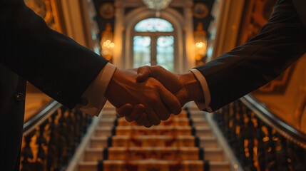 Handshake at the reception hall
