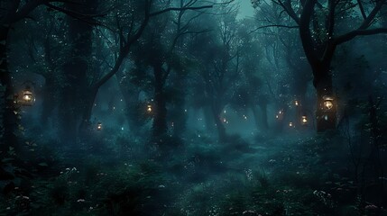 Mystical Enchantment: Eerie Woods Evoking Fairy Tale Whispers and Shadows