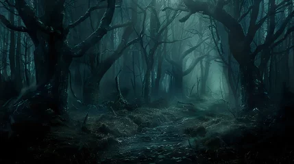 Fotobehang Spooky Forest Tales: Hauntingly Beautiful Woods from Fairy Tale Lore © Abbassi