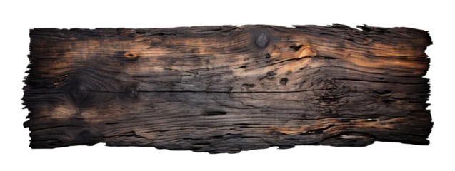 Burnt wooden plank cut out