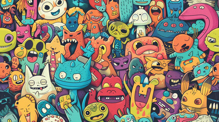 pattern with funny monsters