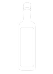 Bottle outline icon isolated on white background. Vector illustration. Bottle of red wine icon in outline style isolated on white background. Wine production symbol stock vector illustration.