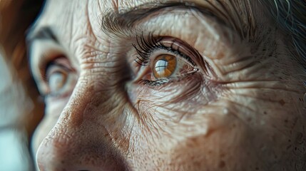 Highly detailed close-up of an elder's eye with reflection.