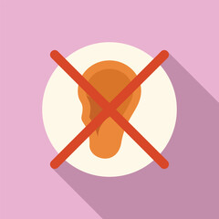Loss hearing medicine problem icon flat vector. Acoustic implant. Learning sign message