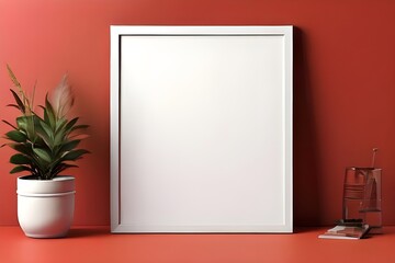 empty mockup frame in a simple room