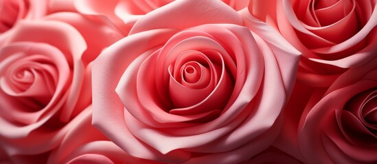 A closeup image of a vibrant bunch of pink hybrid tea roses with delicate petals, beautifully displayed against a clean white background