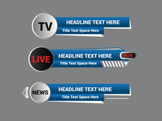 Fototapeta premium Vector lower third or television news bar design template. Newscast lower third banner vector.