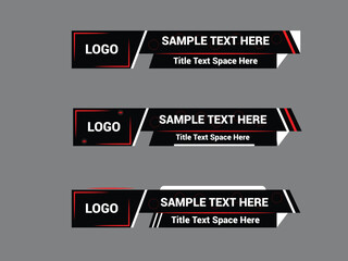 Fototapeta premium Set of Lower third vector design with overlay strip text video. News Lower Thirds Pack.