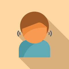 Person hearing aid device icon flat vector. Acoustic implant. Adult disabled