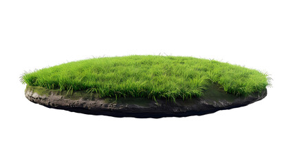 grass green circle land ground floor garden or garden earth soil land layer and green grass floor circle section land isolated on white background. 3d illustration render
