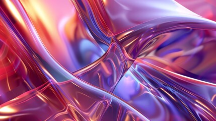 3D rendering. Pink and purple glossy intertwined shapes. Modern background design.