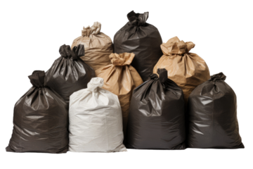 Group of Garbage Bags. On a Clear PNG or White Background.