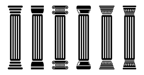 Сolumns icon set. Antique columns symbols collection. Vector - obrazy, fototapety, plakaty
