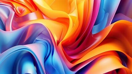 3D rendering. Multicolored fluid shapes. Holographic gradient. Abstract background. - obrazy, fototapety, plakaty