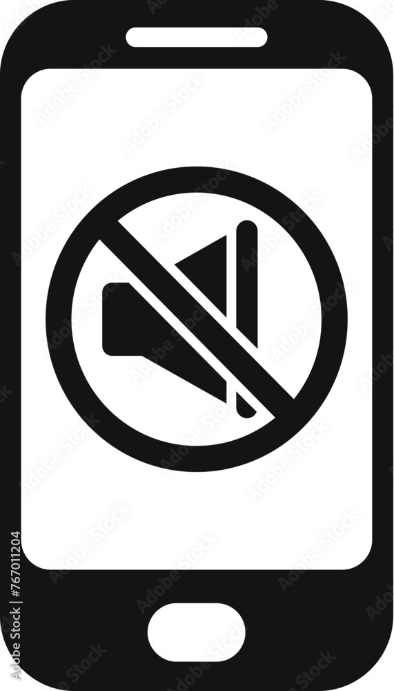 Poster mute phone sound icon simple vector. no sound device. modern smartphone