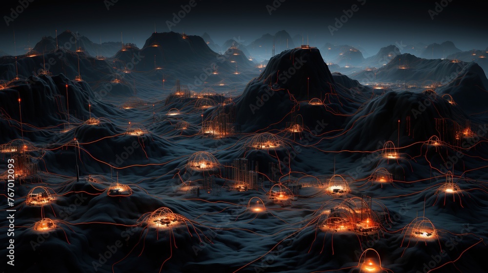 Poster this image mimics a bioluminescent canopy with its network of glowing connections, a metaphor for th