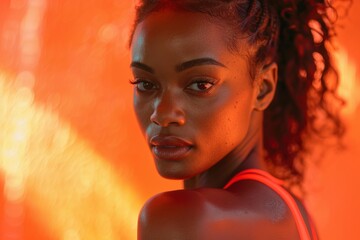 Focused fitness instructor during an intense workout session