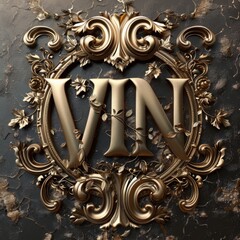 3D logo for 'Win', Designed with luxurious and ornate elements, Featuring shimmering effects and...