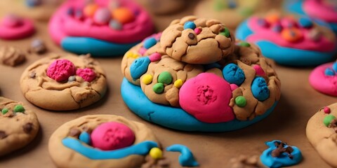 Obraz na płótnie Canvas organic healthy Colorful rainbow Sprinkled Cookies 