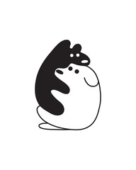 
















Hugs illustration in black and white color. Animals hug each other. Minimalism