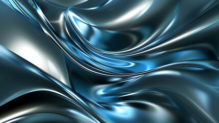 Blue and silver liquid metal abstract background.