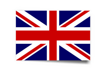 United Kingdom of Great Britain and Northern Ireland flag - rectangle card with dropped shadow isolated on white background.