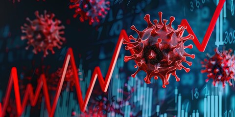 Virus epidemic world financial crisis abstraction background - obrazy, fototapety, plakaty