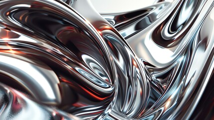 3D rendering of a smooth metal surface with a glossy finish. The surface is lit by a bright light, which creates highlights and shadows.