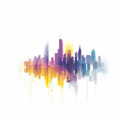 Fototapeta na wymiar dynamic urban cityscape with a colorful morning light blend double exposure watercolor graphic design asset wallpaper