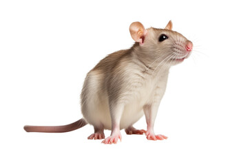 Small Rat Sitting on Top of White Surface. On a Clear PNG or White Background.