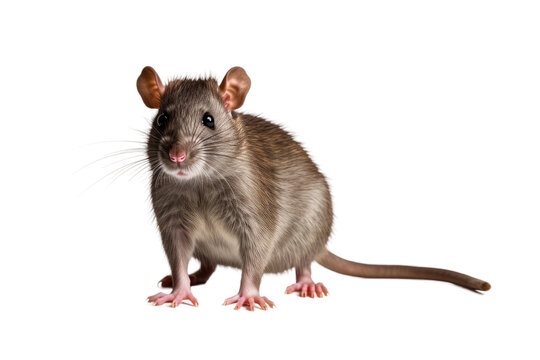 Brown Rat Standing on Hind Legs. On a Clear PNG or White Background.