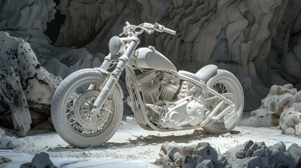 Stone-Crafted White Motorcycle: A Masterpiece of Artistic Ingenuity