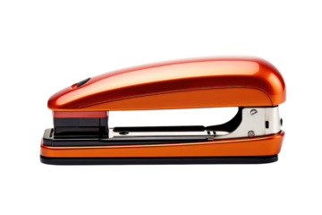 Orange Stapler on White Background. On a Clear PNG or White Background.