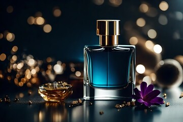 Stylish tender perfume composition with perfume plain background realistic HD .