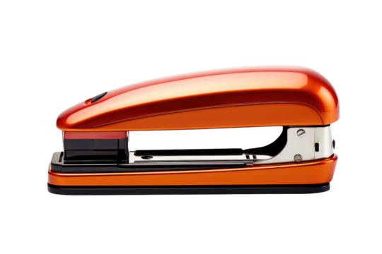 Orange Stapler on White Background. On a Clear PNG or White Background.