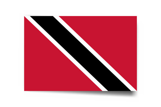Trinidad and Tobago flag - rectangle card with dropped shadow isolated on white background.